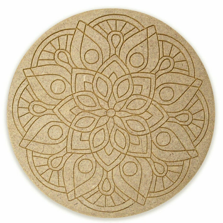 Ready to Paint MDF Engraved Mandala Base - 1114