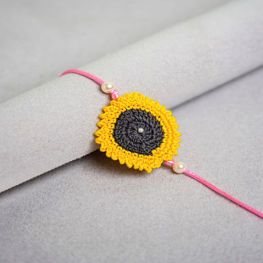 Handcrafted Mandala Crochet Rakhi With Roli Chawal