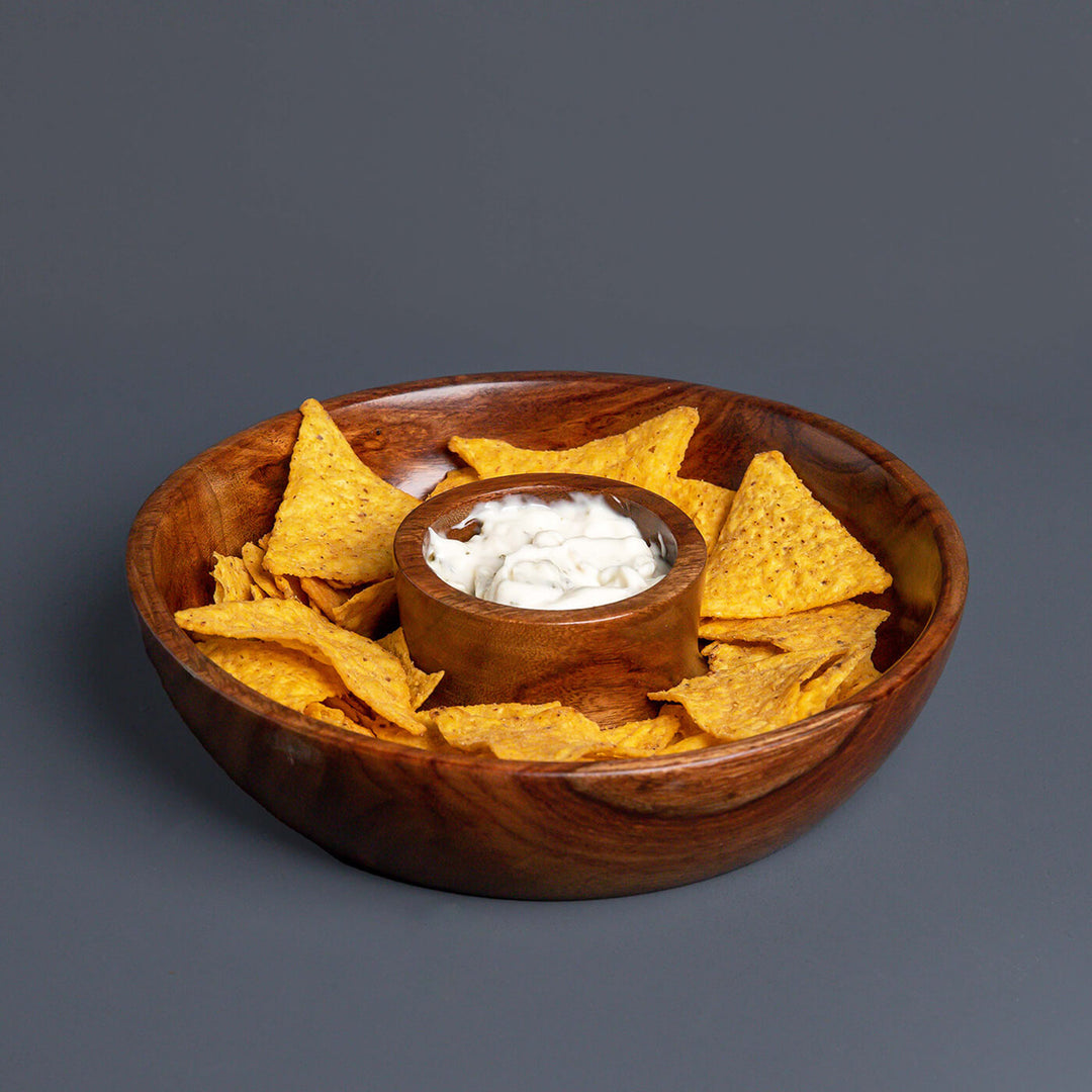 Cazo Sheesham Wood Chip and Dip Bowl