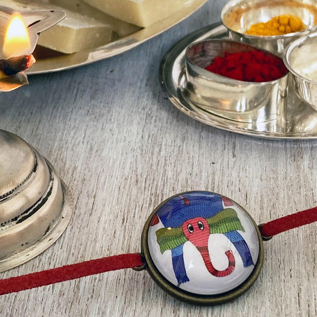 Handcrafted Folkart Rakhi With Roli Chawal