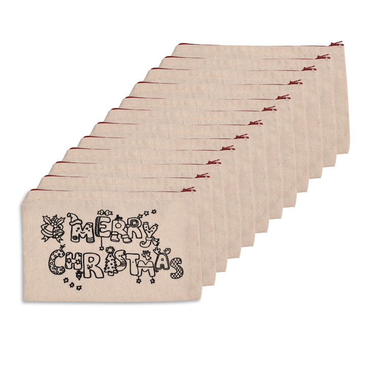 Ready-To-Paint DIY Christmas Canvas Pouches - Pack of 10