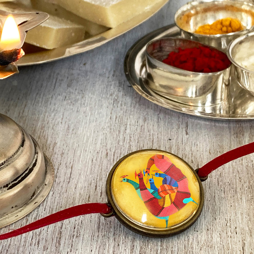 Handcrafted Folkart Rakhi With Roli Chawal