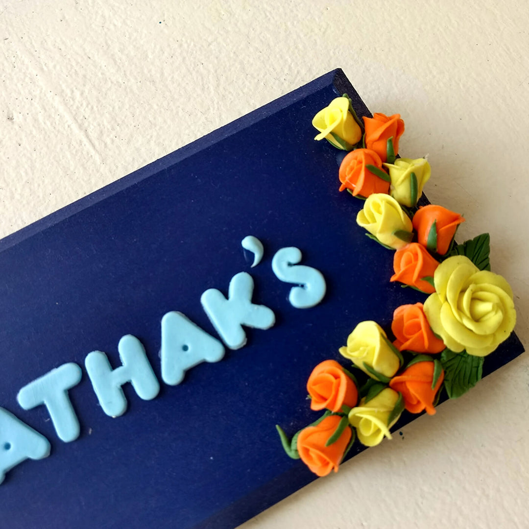 Handmade Personalised Rosy Rose Name Plate