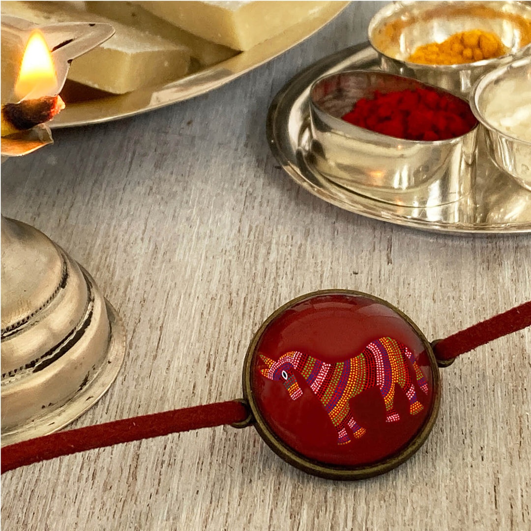 Handcrafted Folkart Rakhi With Roli Chawal