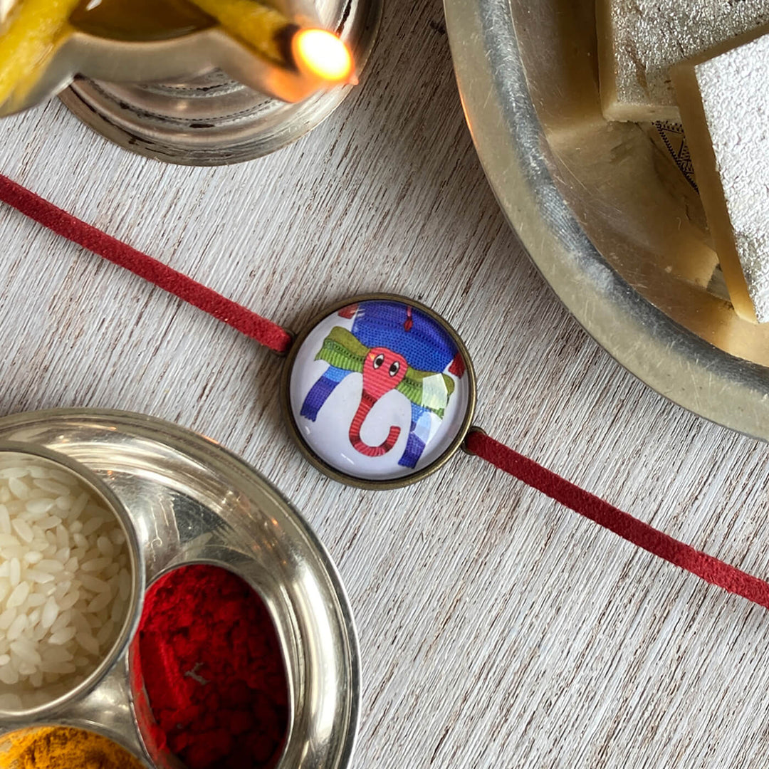 Handcrafted Folkart Rakhi With Roli Chawal