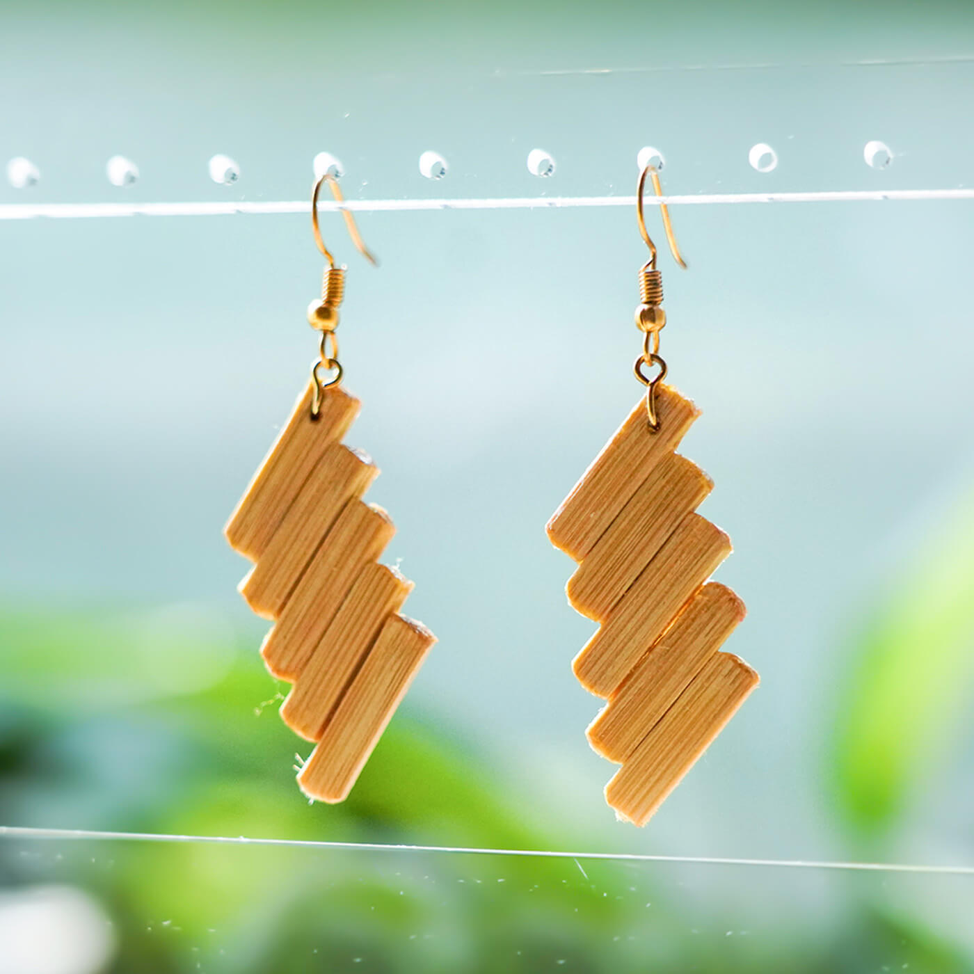 Wooden on sale bamboo earrings