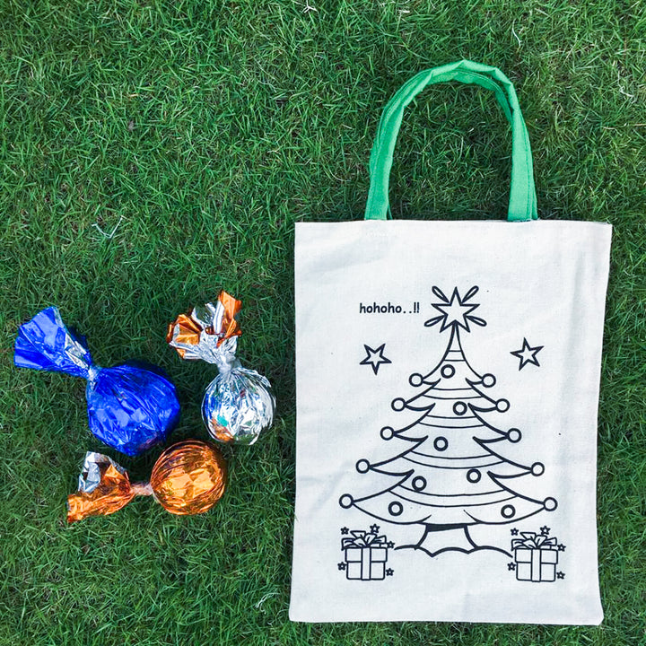 Ready-To-Paint Tree Print Medium Sized Canvas Goodies Bag | Secret Santa Gift Ideas | Set Of 10