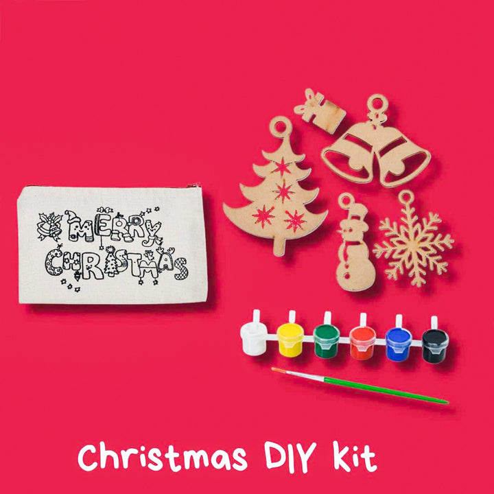 Christmas DIY Kit with MDF Ornaments & Canvas Pouch