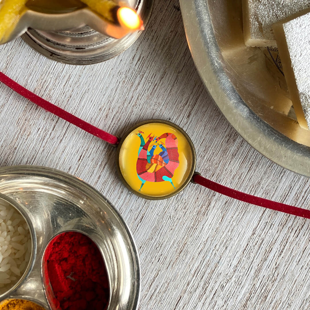 Handcrafted Folkart Rakhi With Roli Chawal