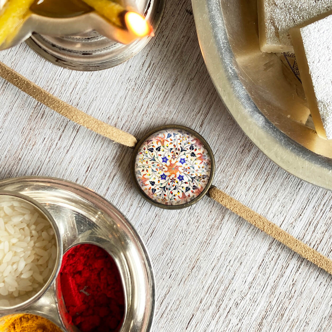 Handcrafted Folkart Rakhi With Roli Chawal