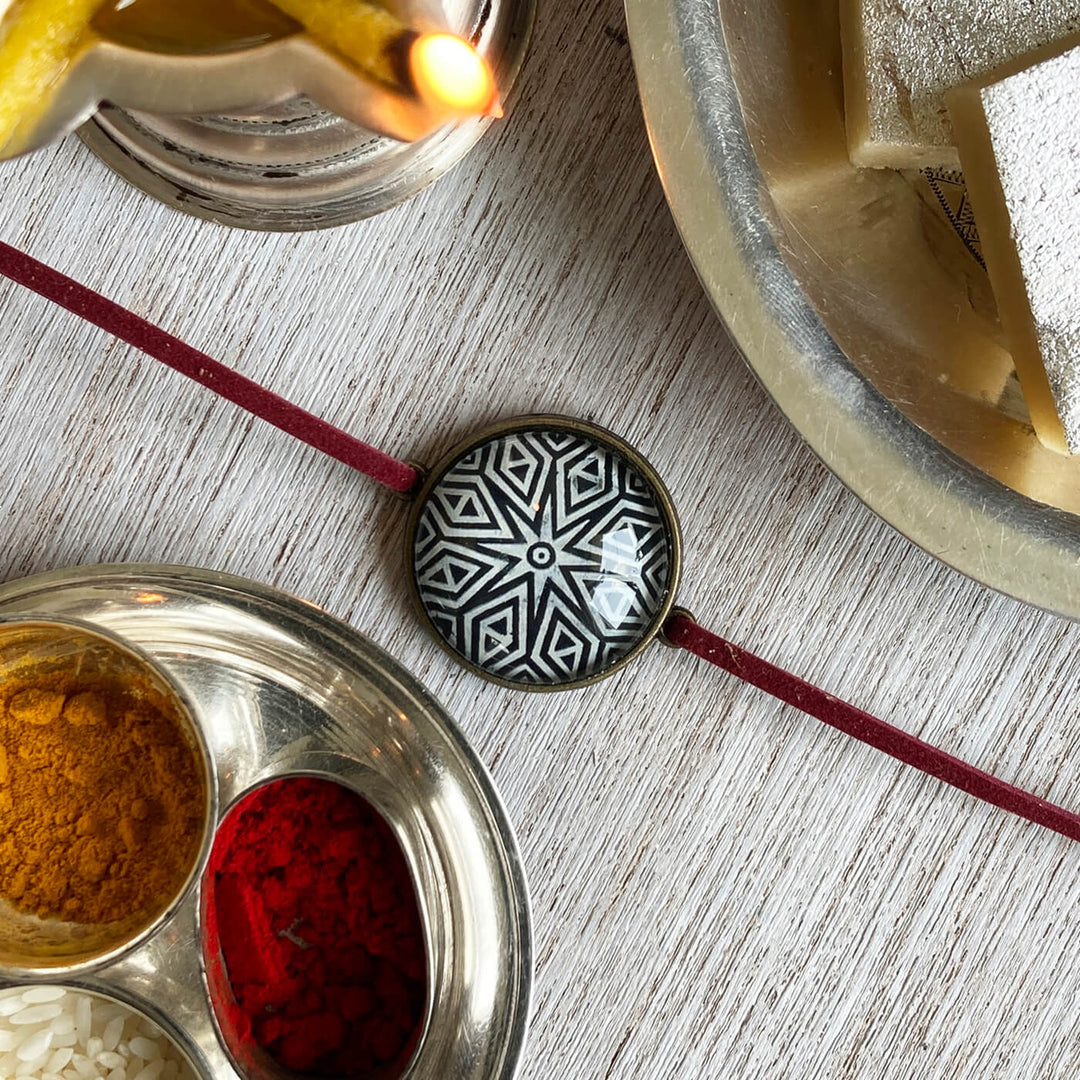 Handcrafted Folkart Rakhi With Roli Chawal