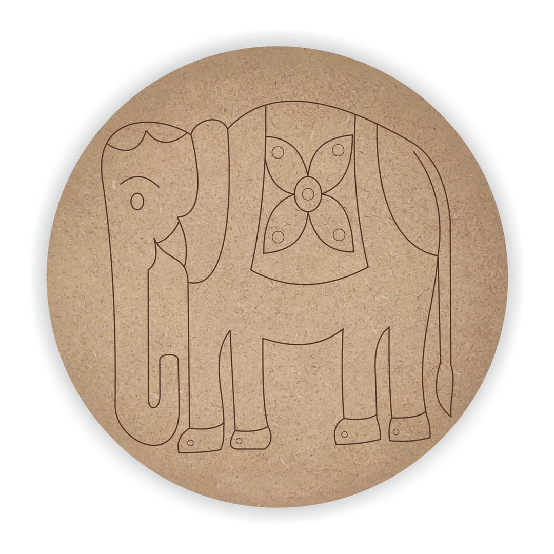 Pre Marked MDF Base - Tall Elephant - 8 Inches