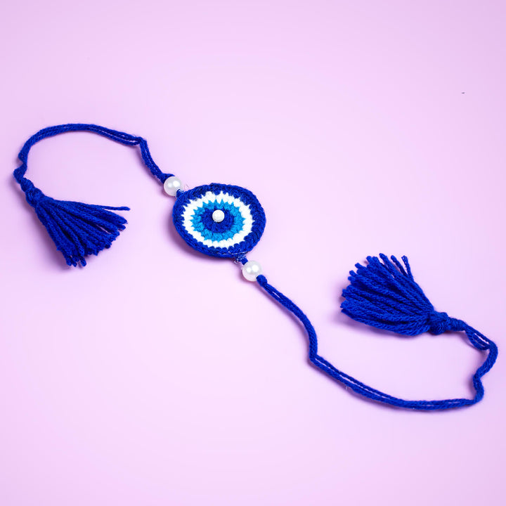 Crochet Mor Pankh & Evil Eye Rakhi | Set of 2