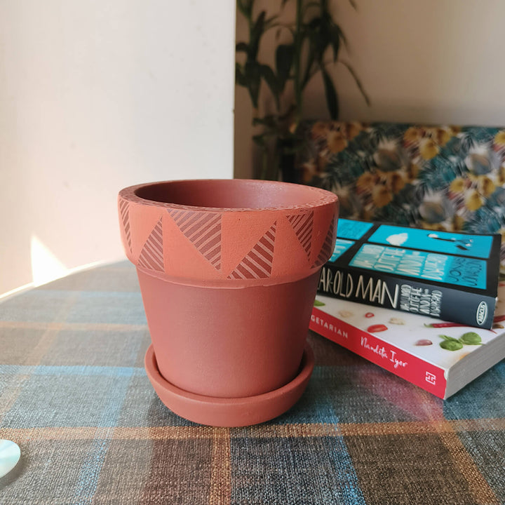 Handpainted Terracotta Colour Pop Planter Pot (Set of 3)