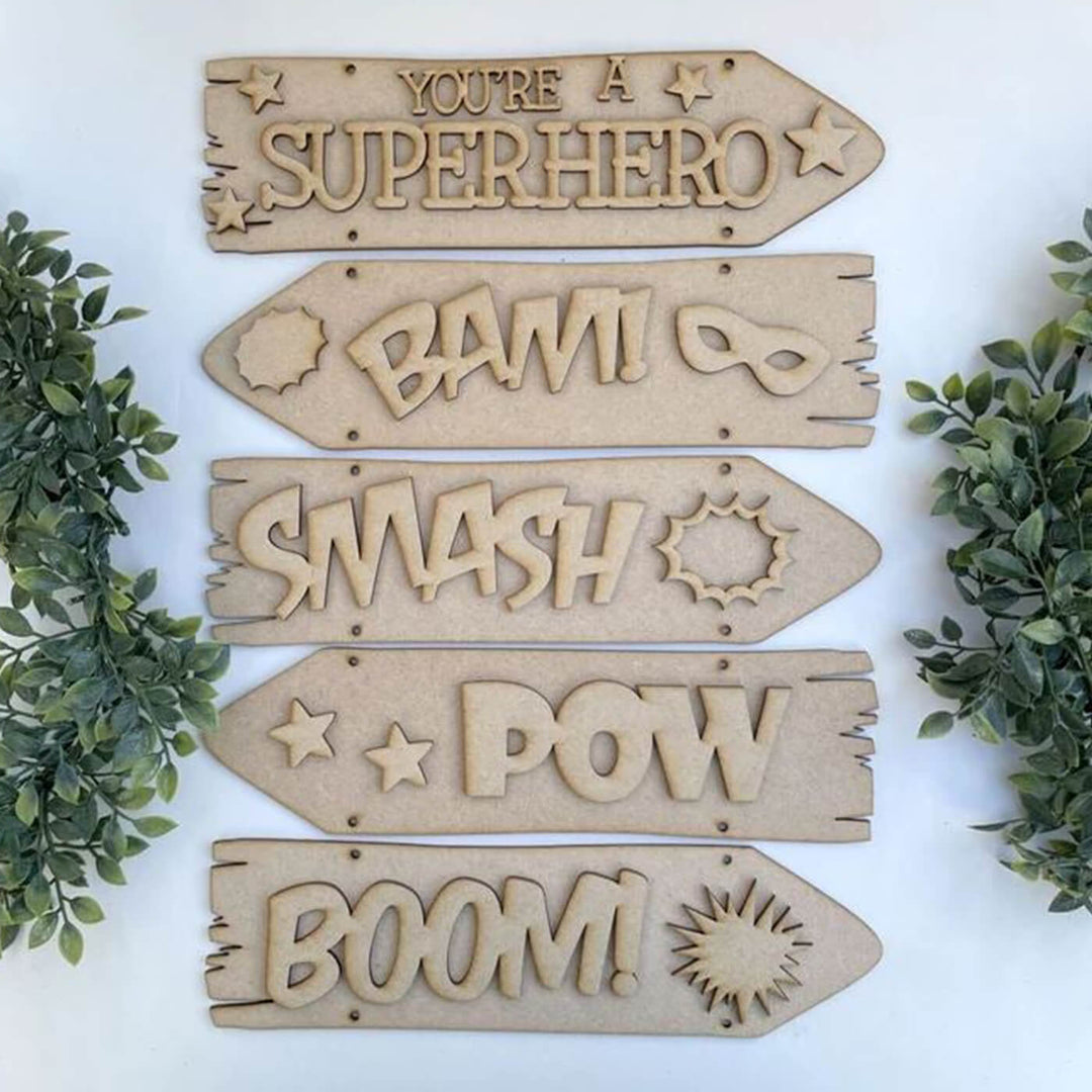 Ready to Paint MDF Planks - Superhero Theme - 1527