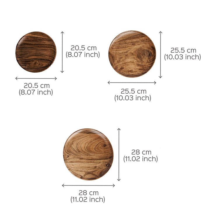 Handcrafted Acacia Wood Dune Serving Plates