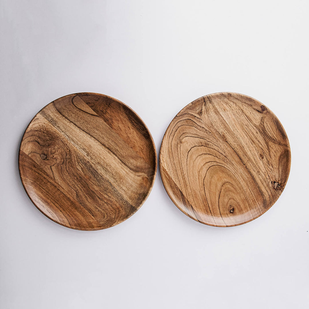 Handcrafted Acacia Wood Dune Serving Plates