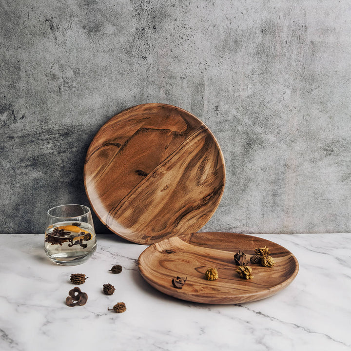 Handcrafted Acacia Wood Dune Serving Plates