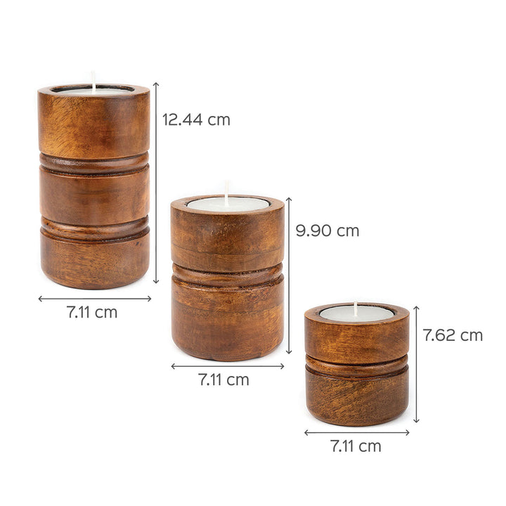 Baku Candle Stands - Walnut Finish - Set of 3