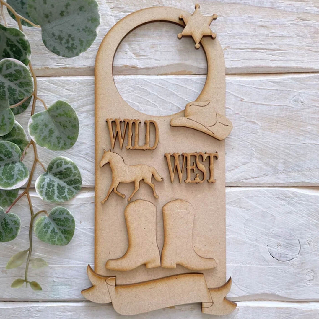 Ready to Paint MDF Door Hangers -Wild West - 1595