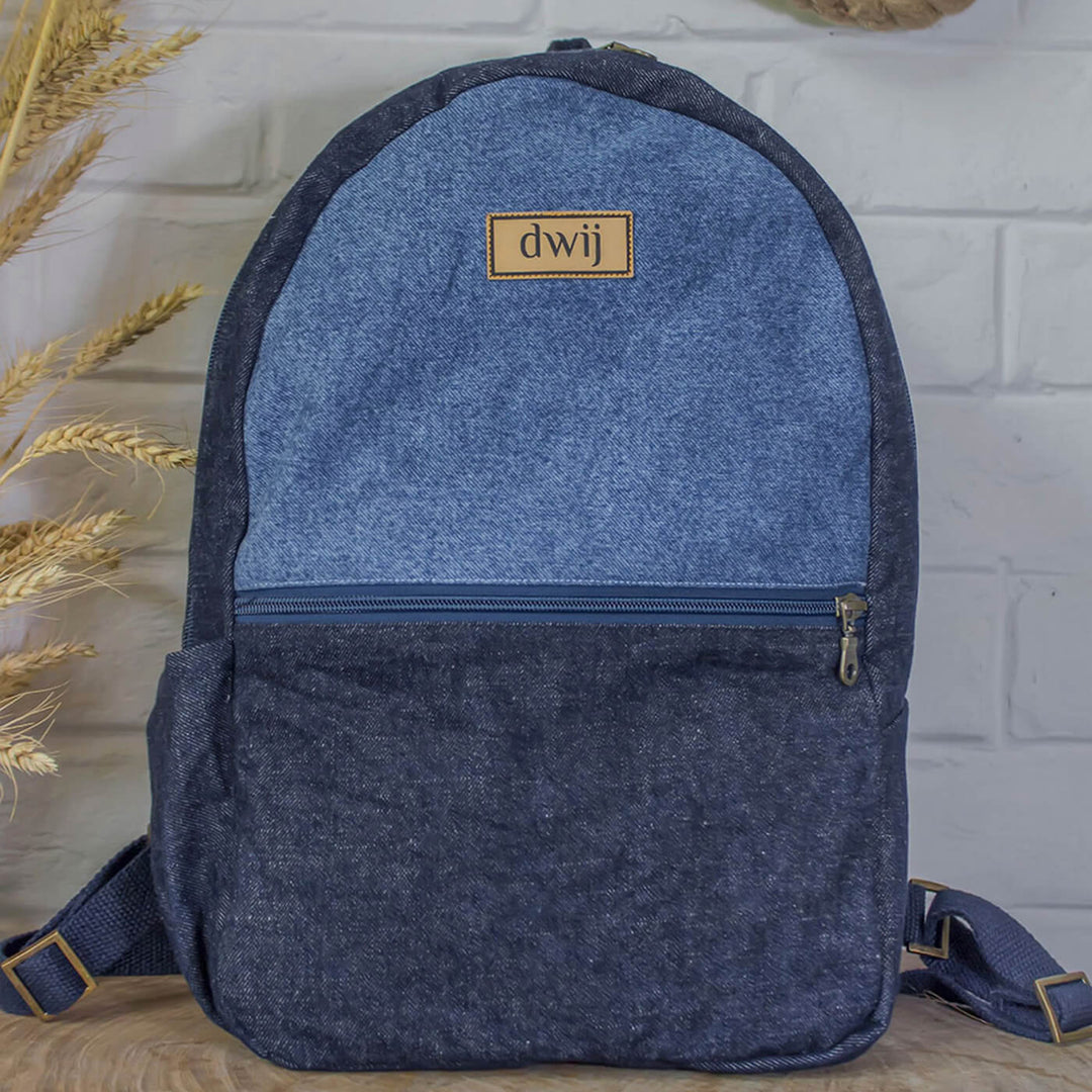 Casual Upcycled Denim Day Backpack