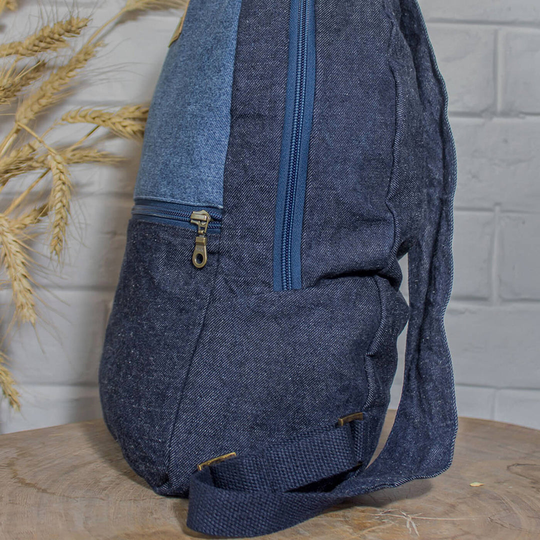 Casual Upcycled Denim Day Backpack