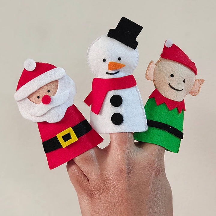 Christmas Theme Felt Finger Puppets - Set of 6