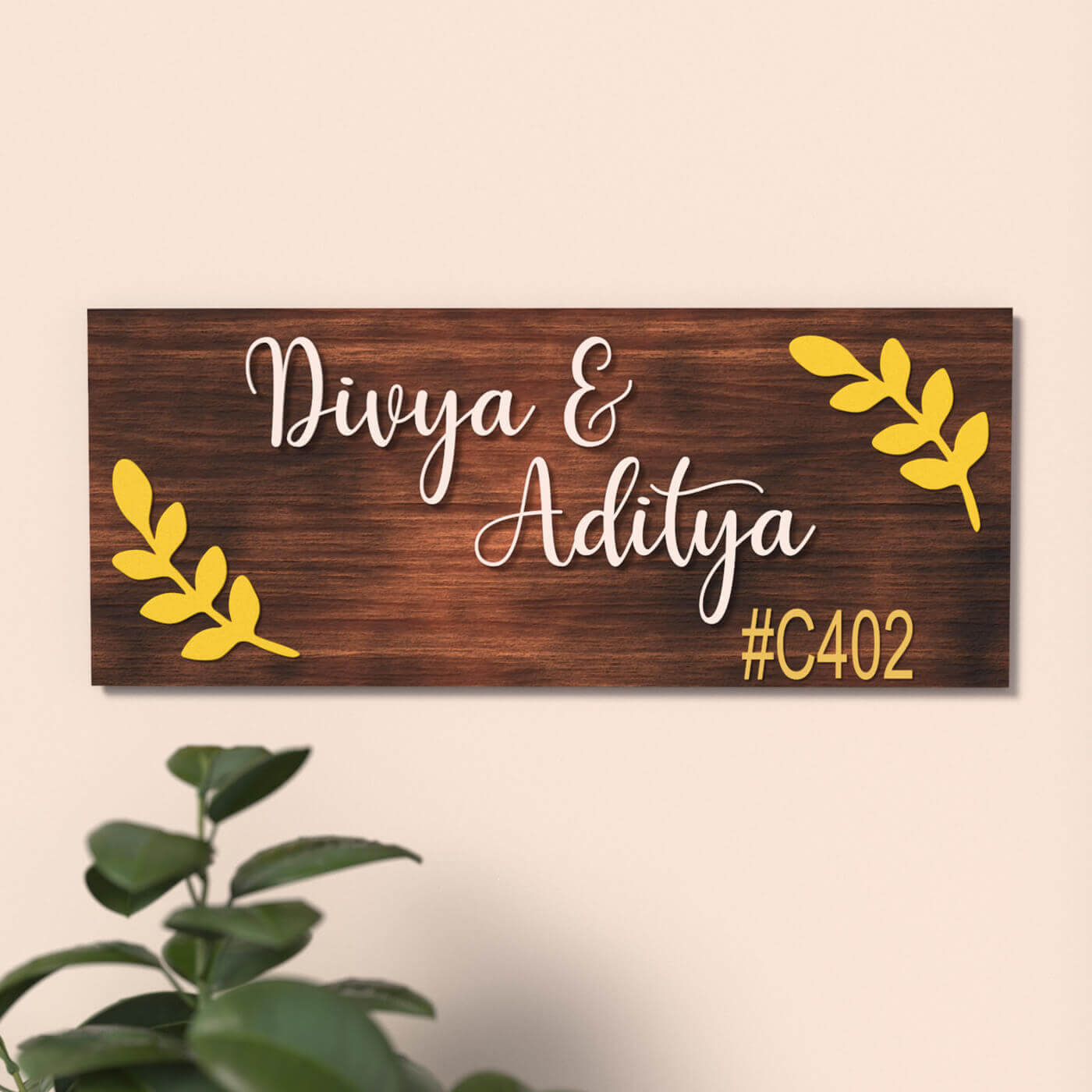 Buy Rectangular Name Board for Couples Online On Zwende